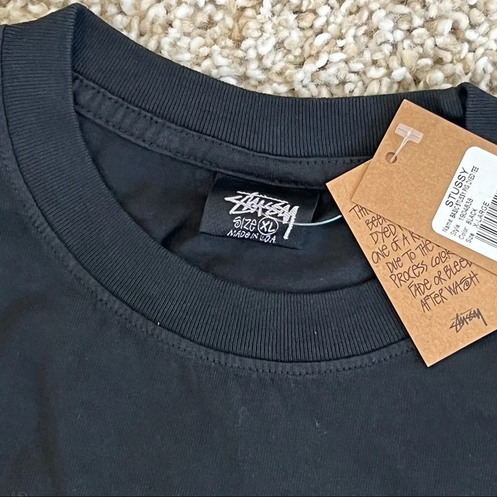 🖤 NWT🖤 STUSSY Basic Pigment Dyed Black Tee - Picture 5 of 7